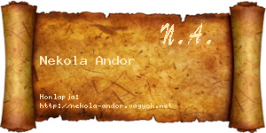 Nekola Andor névjegykártya